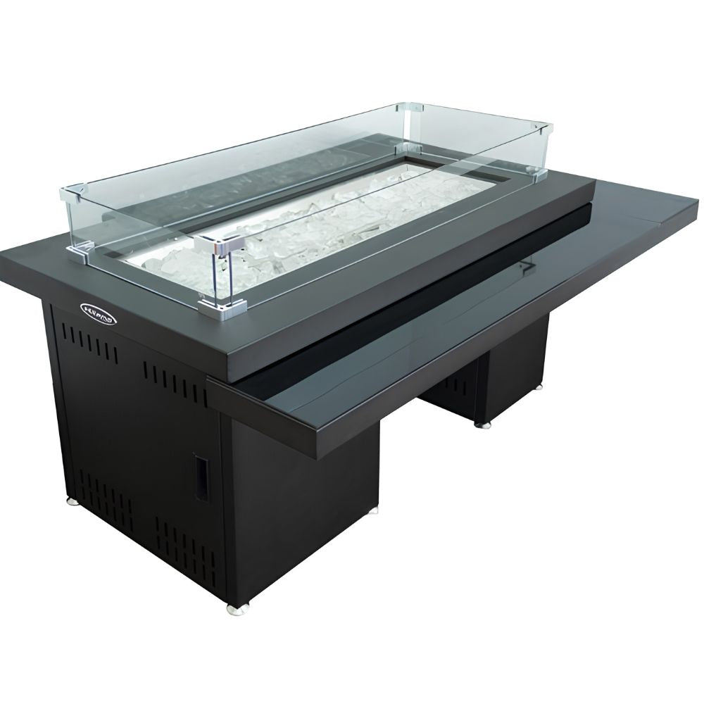 AZ Patio GSF-RFP Rectangle Two-Tier Glass Top Fire Pit, Black/Mocha