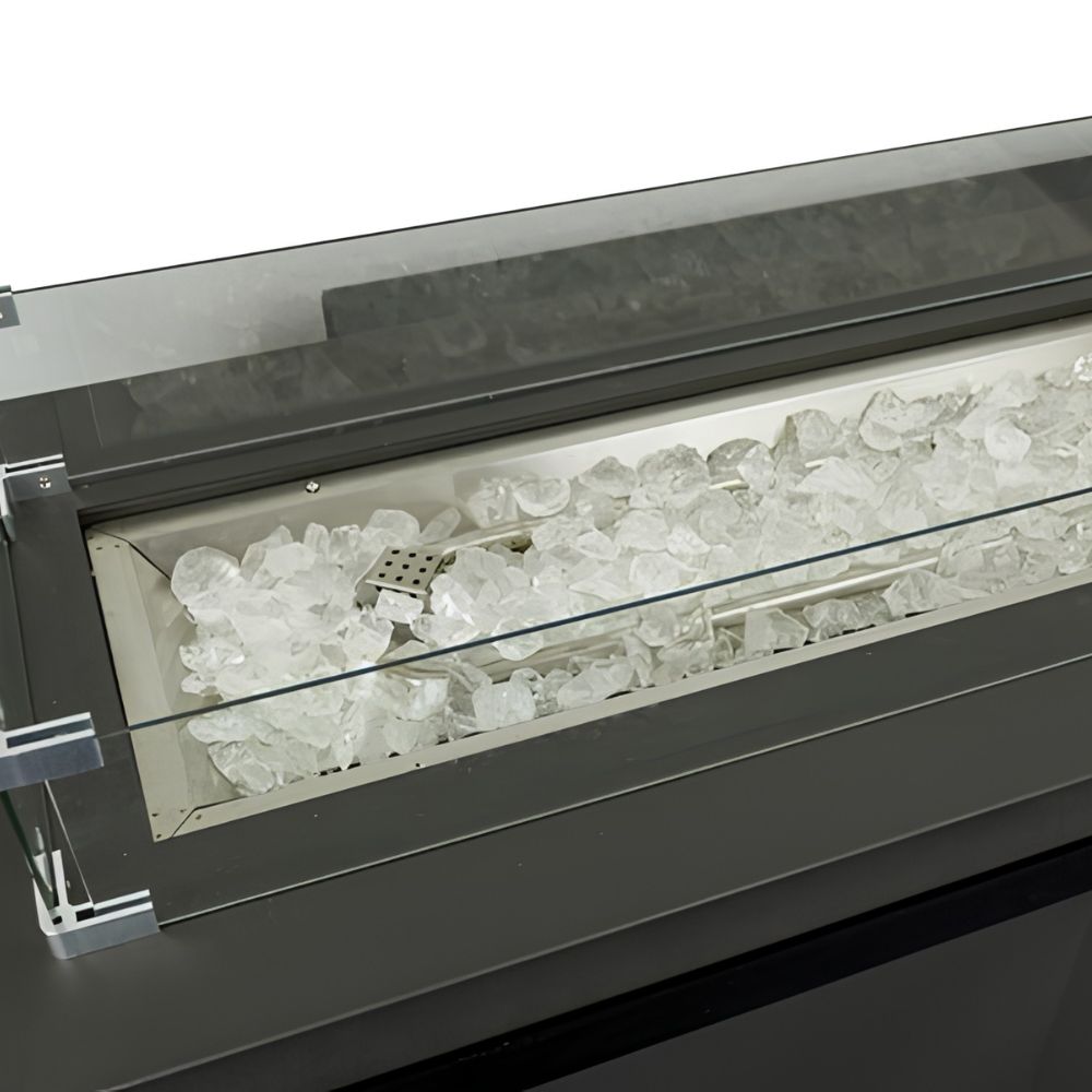 AZ Patio GSF-RFP Rectangle Two-Tier Glass Top Fire Pit, Black/Mocha