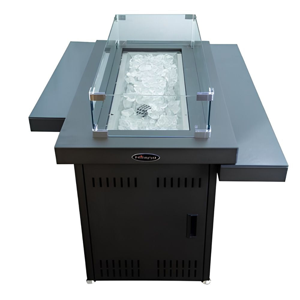 AZ Patio GSF-RFP Rectangle Two-Tier Glass Top Fire Pit, Black/Mocha