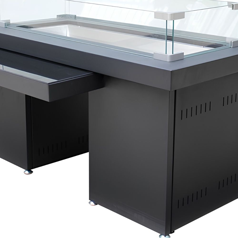 AZ Patio GSF-RFP Rectangle Two-Tier Glass Top Fire Pit, Black/Mocha
