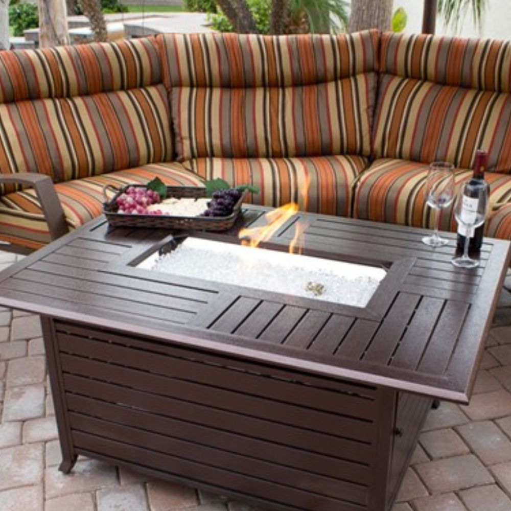 AZ Patio Rectangular Aluminum Propane Firepit Table, FS-1010-T-12