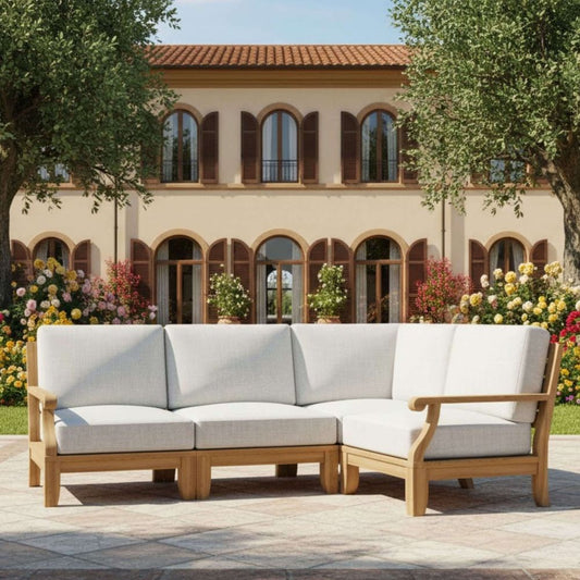 Anderson Teak Riviera Luxe 4-Piece Teak Modular Sectional Set