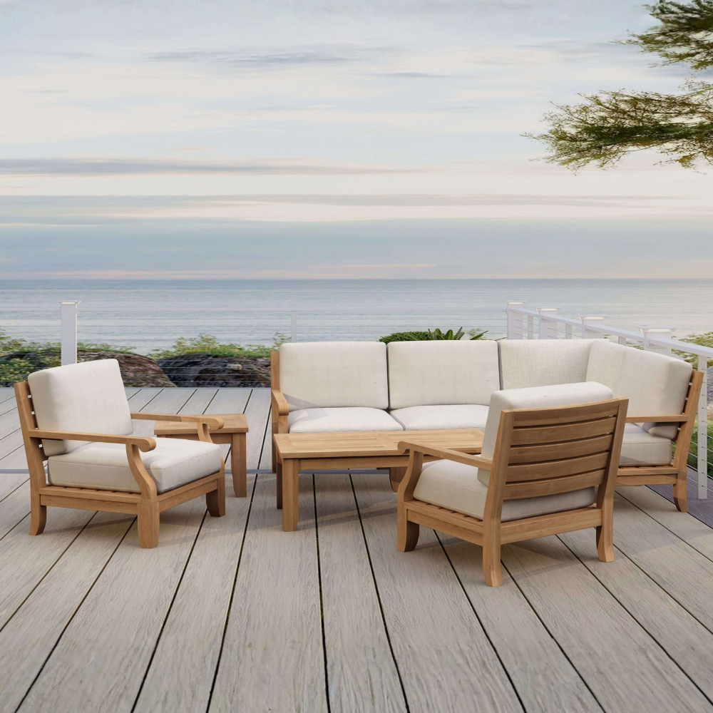 Anderson Teak Riviera Luxe 7-Pieces Modular Set With Rectangular Table A Set-93