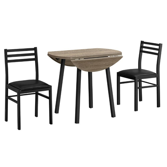 Monarch Specialties 35" Round Drop Leaf Table, 2 Chairs Dining Table Set goldstardining.com