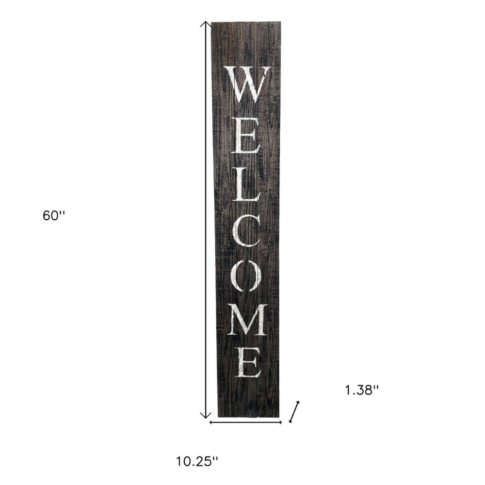 5' Rustic Black And White Front Porch Welcome Sign