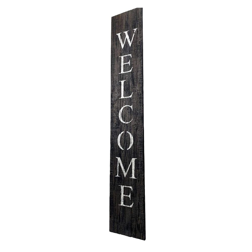 5' Rustic Black And White Front Porch Welcome Sign