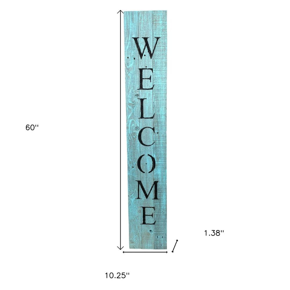 5' Rustic Light Aqua Blue Front Porch Welcome Sign
