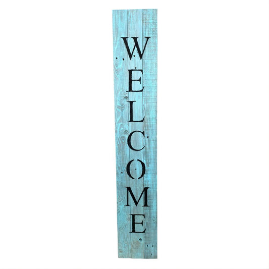 5' Rustic Light Aqua Blue Front Porch Welcome Sign