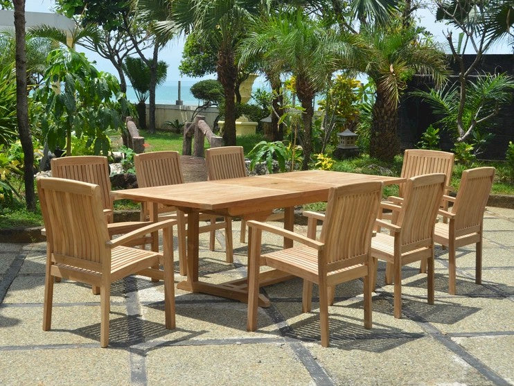 Anderson Teak Bahama Stackable Sahara 9-Pieces Rectangular Dining Set B Set-80