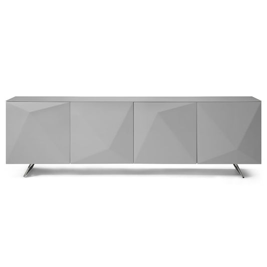 grey, Samantha Geometric Design Doors High Gloss Tempered Glass Top Buffet, goldstardining.com