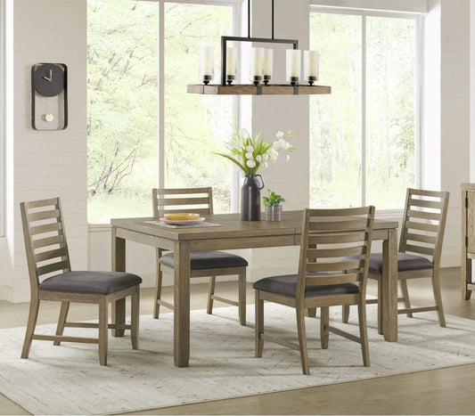 Sunset Trading Saunders 5PC Extendable Dining Table Set | 4 Slat Back Chairs | Brown Acacia Wood ED-D18620TB-4S-5P