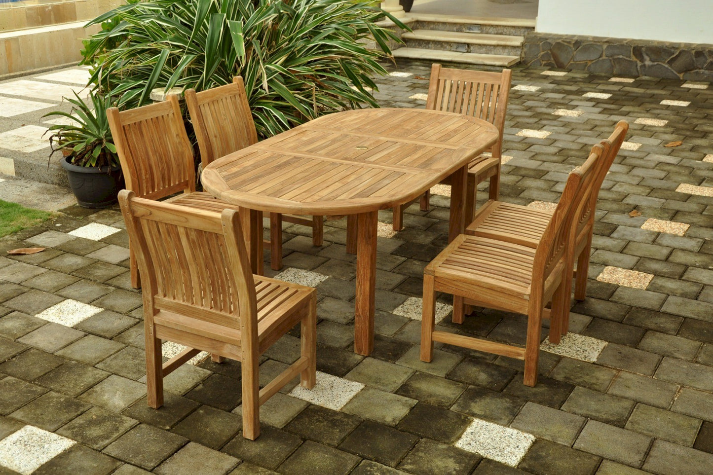 Anderson Teak Bahama Sahara 7-Pieces 8' Rectangular Dining Set Set-82