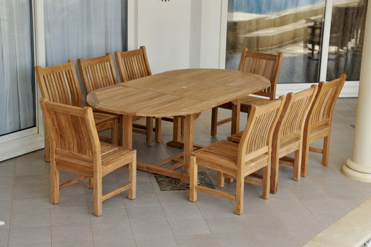 Anderson Teak Bahama Sahara 9-Pieces 87" Oval Dining Set Set-85