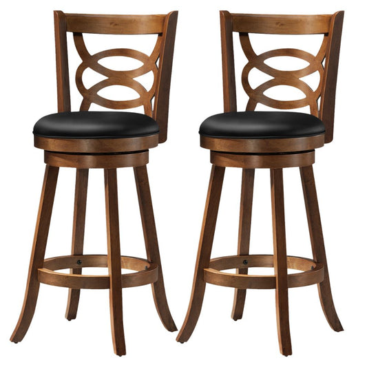 Set of 2 Dark Oak Wood Swivel Seat Bar Height Chair, goldstardining.com