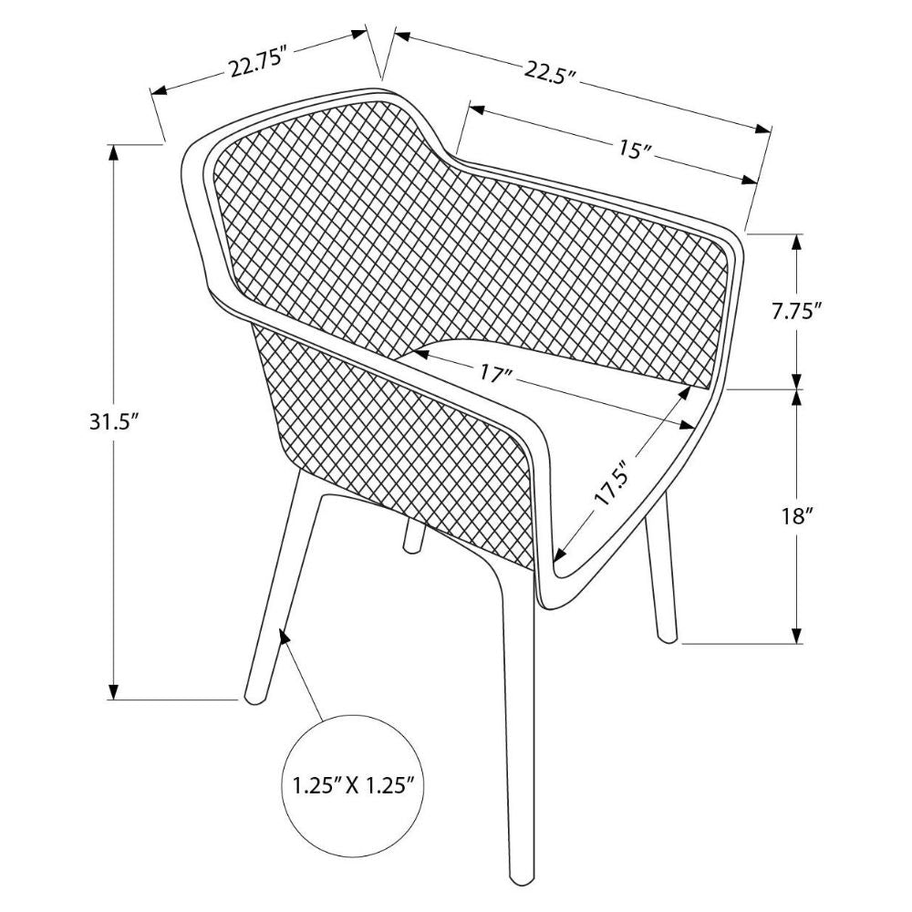 Monarch Specialties Set of 4 Weather Resistant Natural Taufe Color Outdoor Dining Chair
