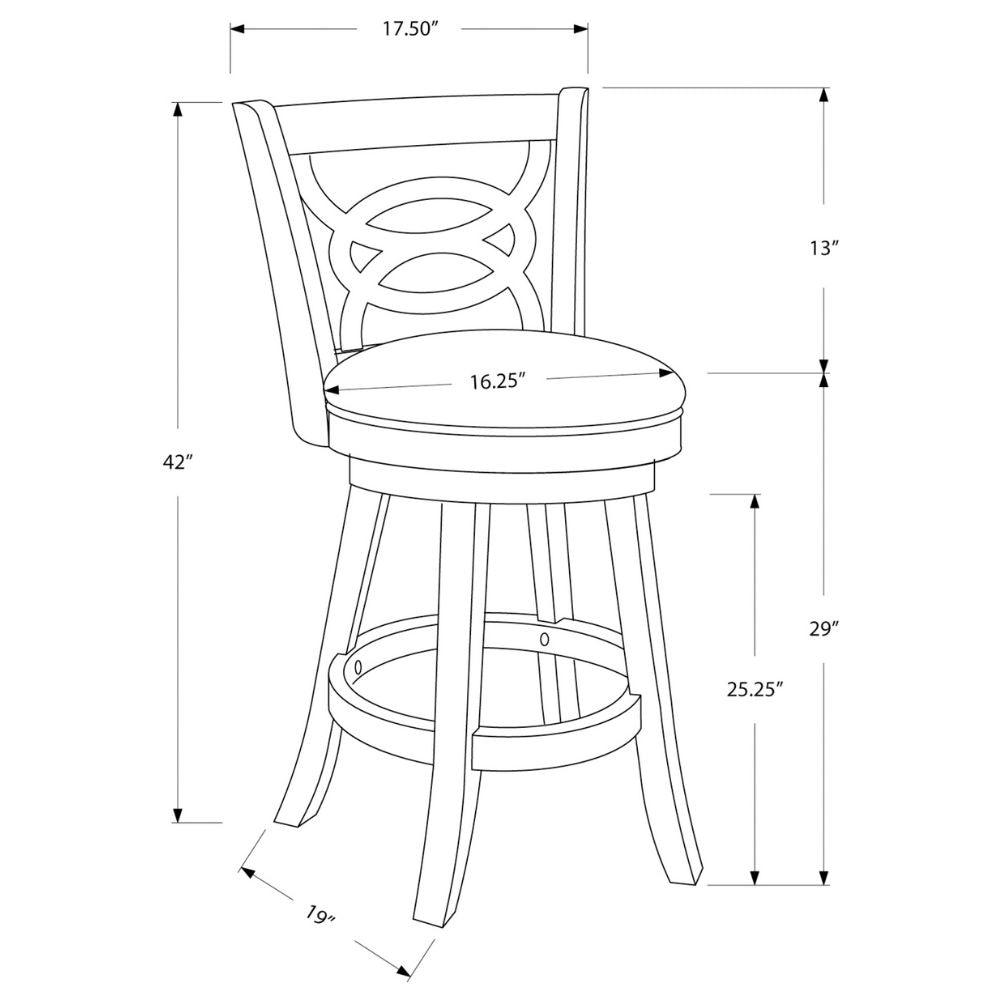 dimensions Set of 2 Dark Oak Wood Swivel Seat Bar Height Chair, goldstardining.com