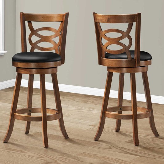 lifestyle Set of 2 Dark Oak Wood Swivel Seat Bar Height Chair, goldstardining.com