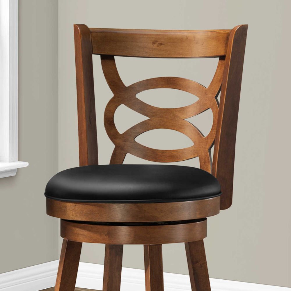 seat Set of 2 Dark Oak Wood Swivel Seat Bar Height Chair, goldstardining.com