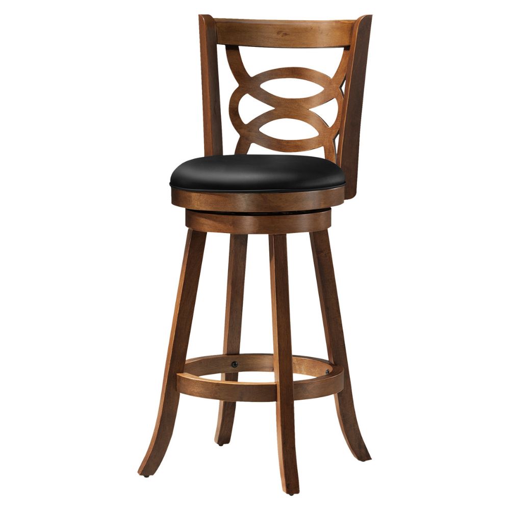 Set of 2 Dark Oak Wood Swivel Seat Bar Height Chair, goldstardining.com