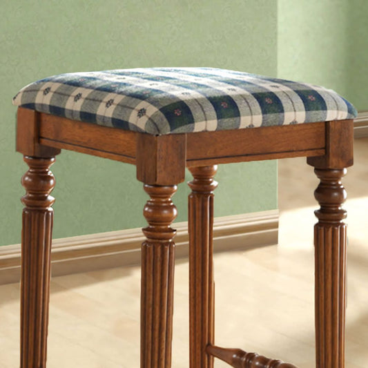 seat Set of 2 Solid Oak Upholstered Bar Stools, goldstardining.com