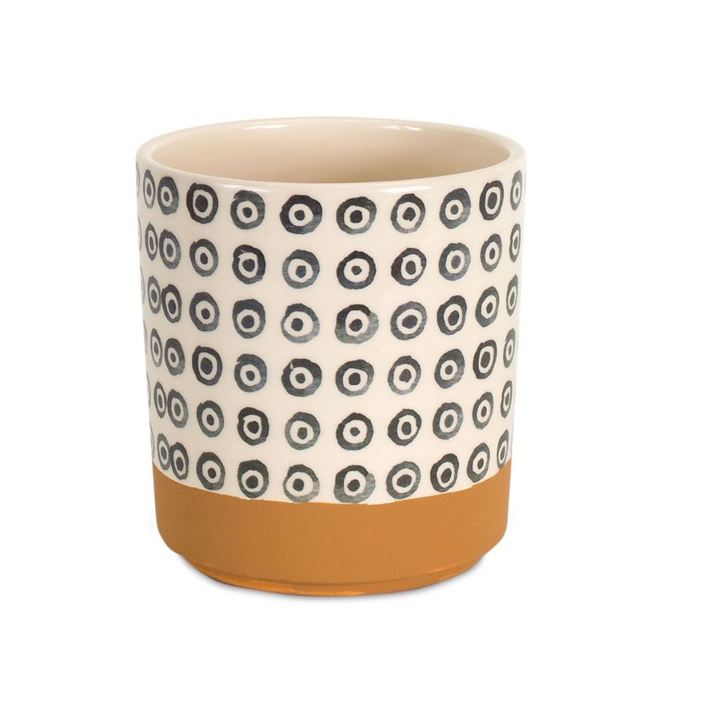 Set of Four Cream Dolomite 3 Oz Round Pot Planters