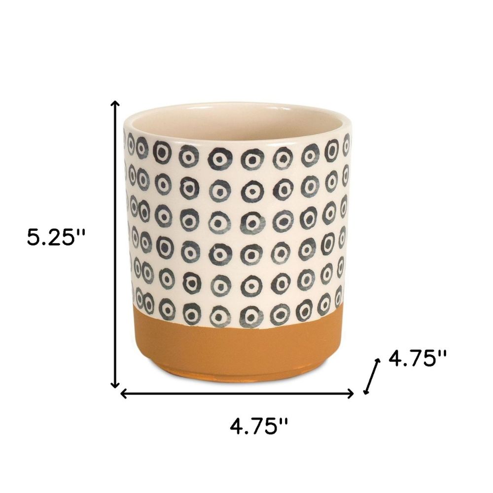 Set of Four Cream Dolomite 3 Oz Round Pot Planters