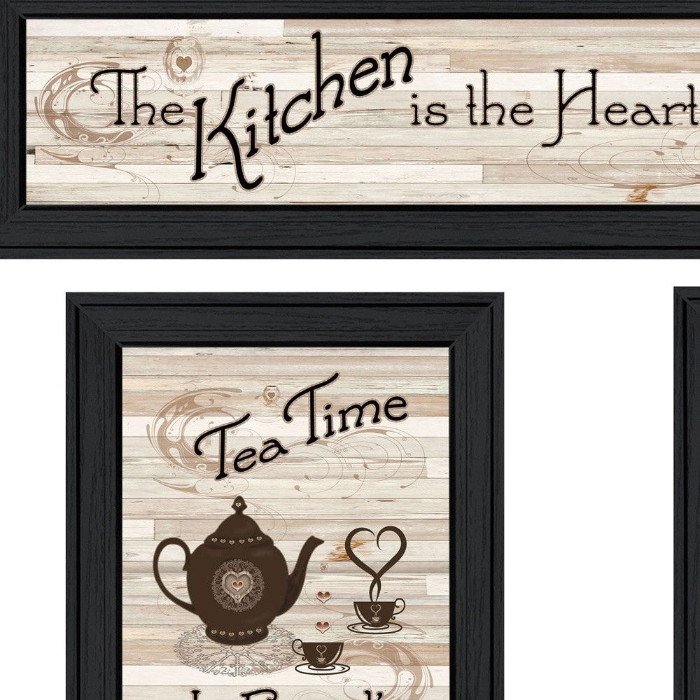 Set of Three Kitchen Black Framed Prints Wall Art