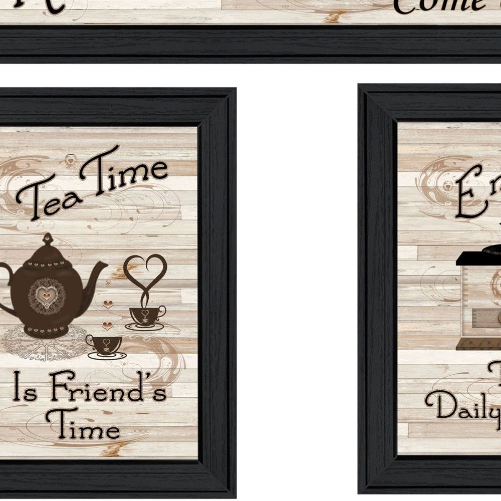 Set of Three Kitchen Black Framed Prints Wall Art