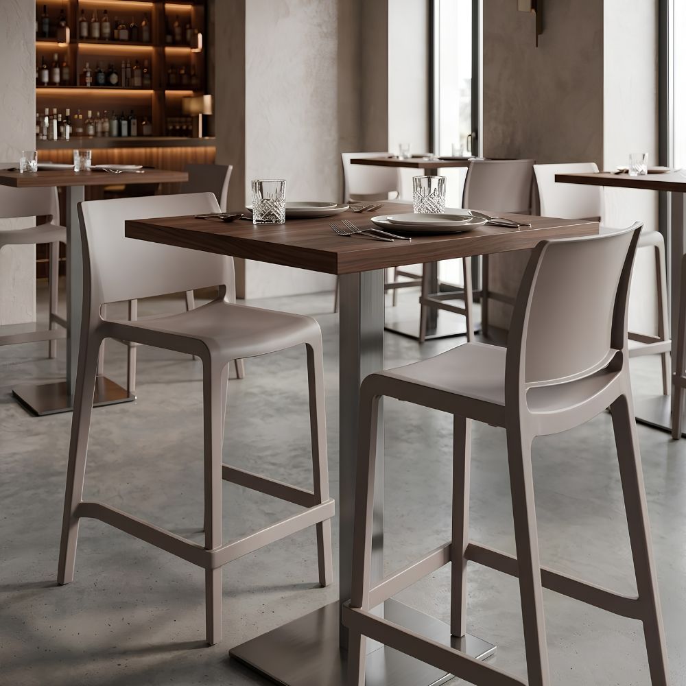 SetofTwo26_TaupeHeavyDutyPlasticLowBackOutdoorCounterHeightBarChairs-lifestyle-2, goldstardining.com