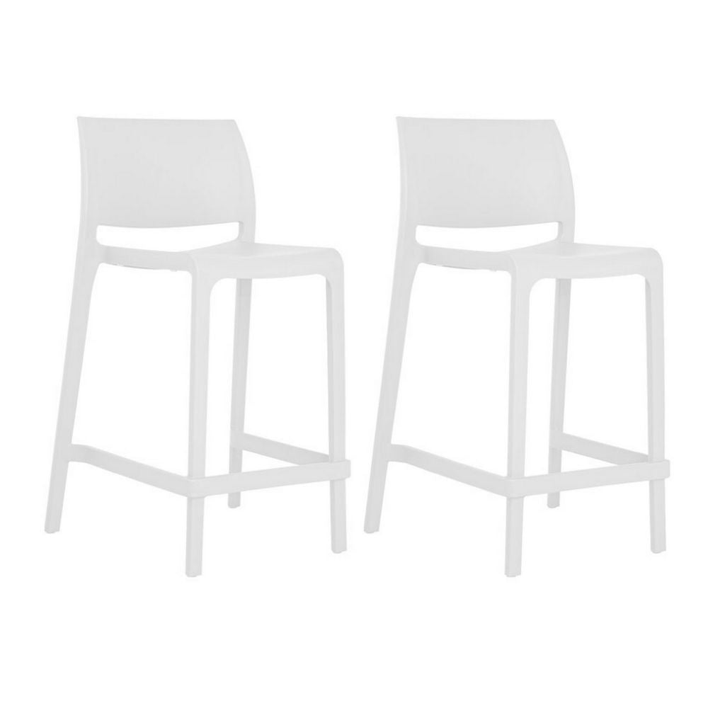 SetofTwo26_WhiteHeavyDutyPlasticLowBackOutdoorCounterHeightBarChairs, goldstardining.com