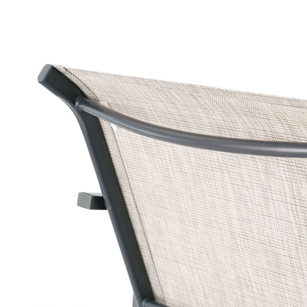 Set of Two 28" Gray Steel Outdoor Bar Height Chairs with Footrest