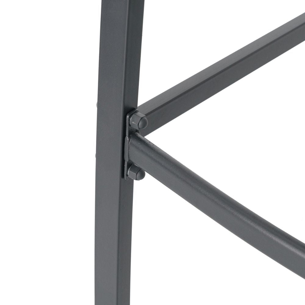 Set of Two 28" Gray Steel Outdoor Bar Height Chairs with Footrest