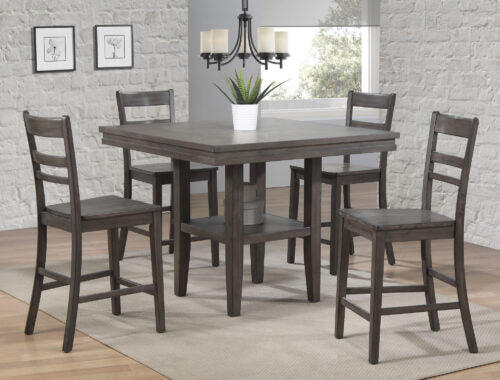 Sunset Trading Shades of Gray 5 Piece 45" Square Pub Set | Table with Storage Shelf | Counter Height Dining | Seats 6 DLU-EL4545C-B200-5PC