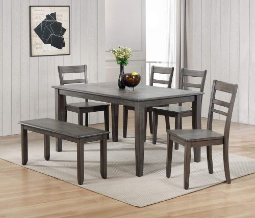 Sunset Trading Shades of Gray 6 Piece 60" Rectangular Dining Table Set | 4 Chairs | Bench | Seats 6 DLU-EL3660-C200-BN6PC