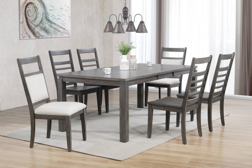 Sunset Trading Shades of Gray 7 Piece 82" Rectangular Extendable Dining Set with Upholstered End Chairs | Seats 8 DLU-EL9282-4C100-2C90-7PC