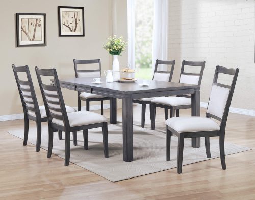 Sunset Trading Shades of Gray 7 Piece 82" Rectangular Extendable Dining Set | Upholstered Chairs | Seats 8 DLU-EL9282-C90-7PC