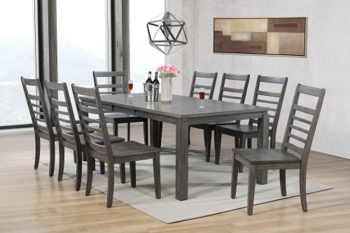 Sunset Trading Shades of Gray 9 Piece 82" Rectangular Extendable Dining Set | Slat Back Chairs | Seats 8 DLU-EL9282-C100-9PC