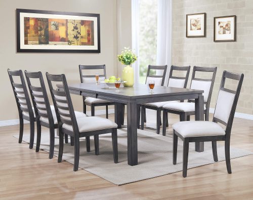 Sunset Trading Shades of Gray 9 Piece 82" Rectangular Extendable Dining Set | Upholstered Chairs | Seats 8 DLU-EL9282-C90-9PC