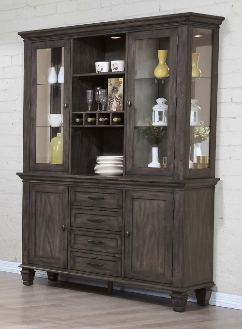 Sunset Trading Shades of Gray Lighted China Cabinet | Wine Storage DLU-EL-BH