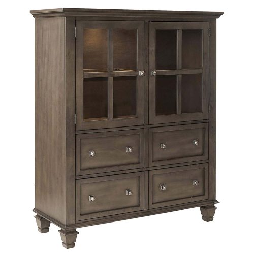 Sunset Trading Shades of Gray Lighted China Cabinet | Four Large Drawers DLU-EL-DS