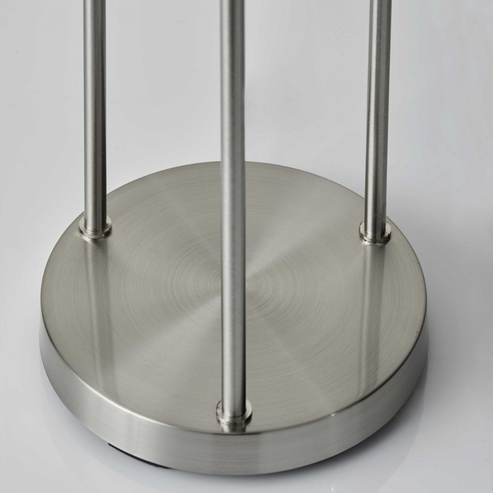 68" Silver Three Light Novelty Floor Lamp With White Linen Cylinder Shade