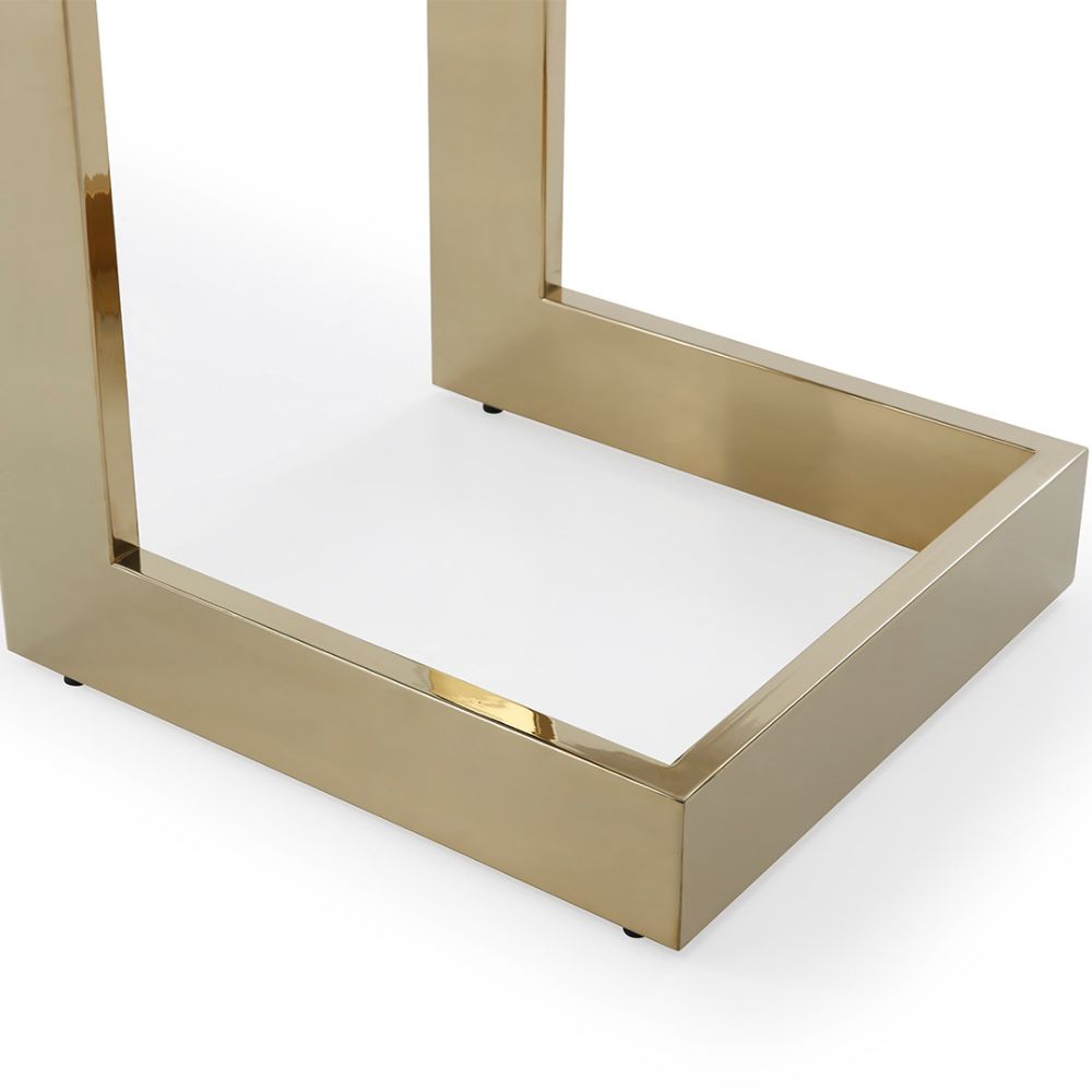 base Sumo Glass-Tempered Polished Gold Stainless Steel Base 87" Rectangle Dining Table, goldstardining.com