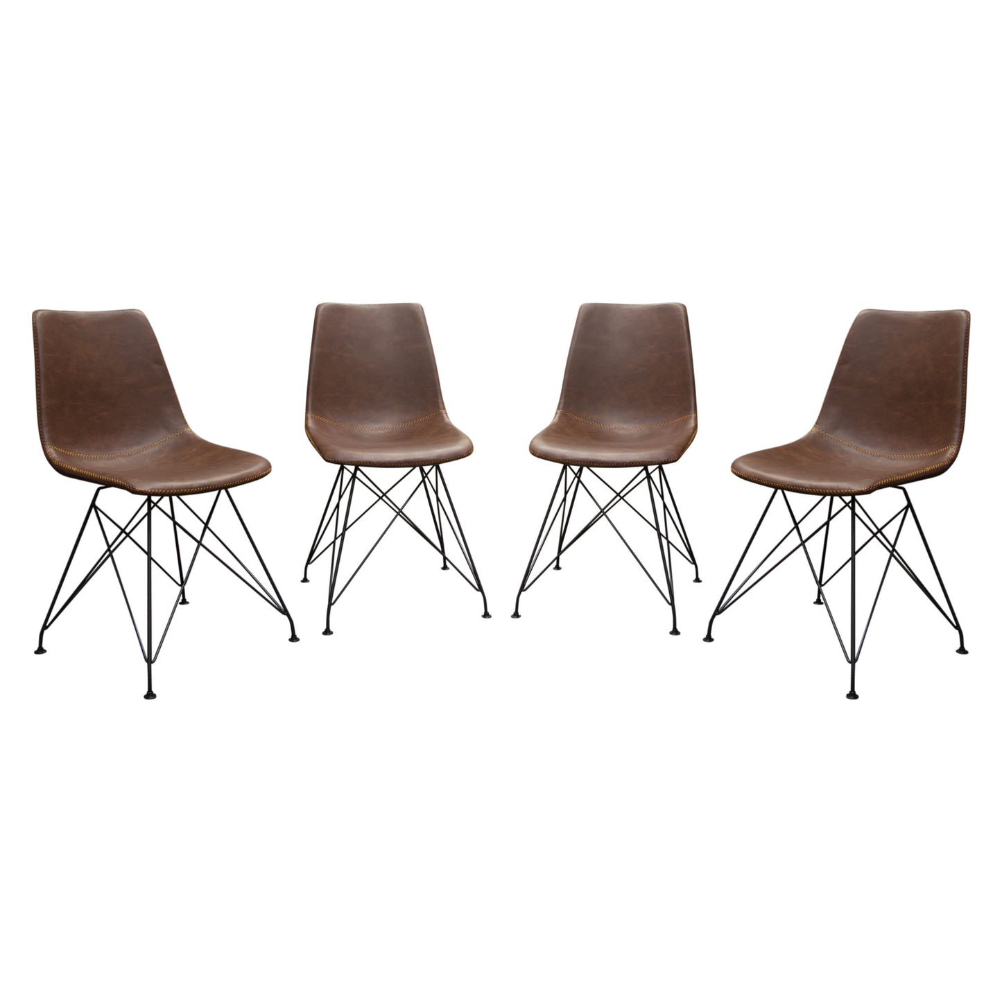 Diamond Sofa Theo Set of (4) Dining Chairs in Chocolate | Grey Leatherette