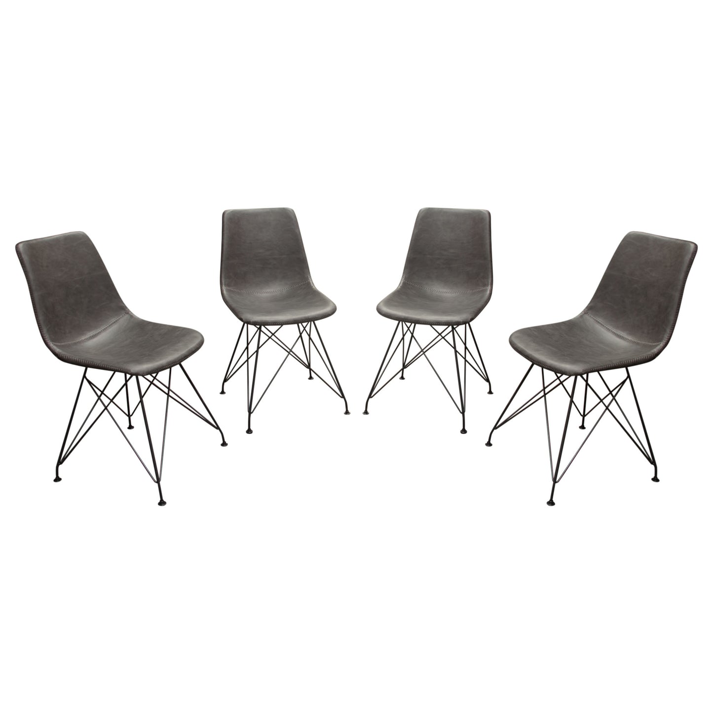 Diamond Sofa Theo Set of (4) Dining Chairs in Chocolate | Grey Leatherette