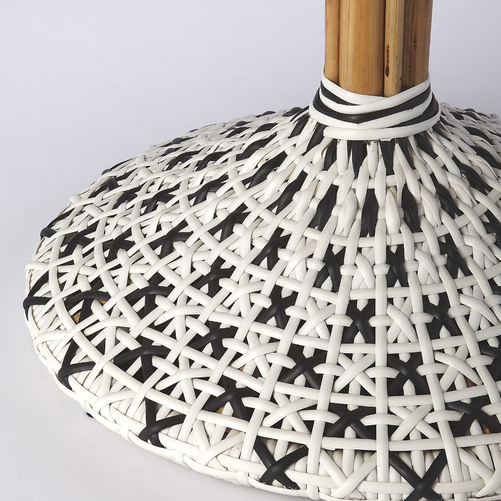 baseTenor Rattan Bistro Table – White & Black Finish, goldstardining.com