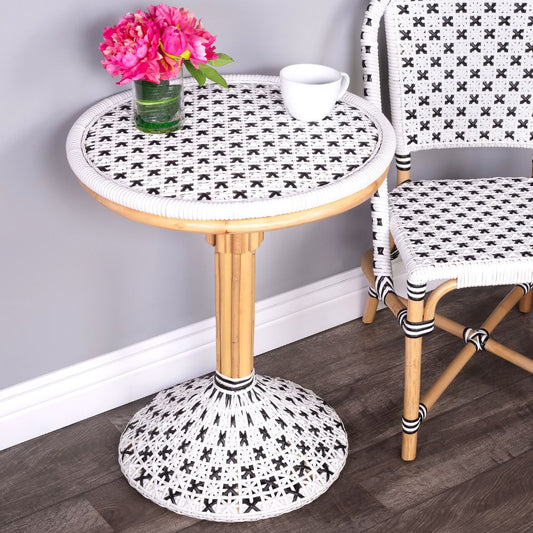 lifestyle Tenor Rattan Bistro Table – White & Black Finish, goldstardining.com