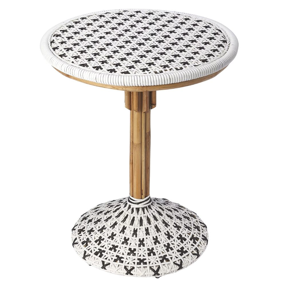 Rattan Bistro Table – White & Black Finish, goldstardining.com