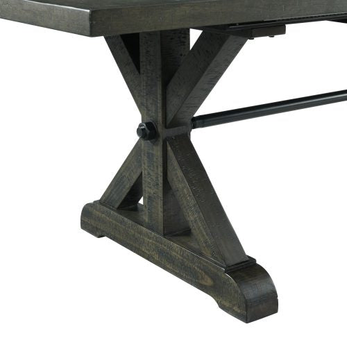 Sunset Trading Trestle 96" Rectangular Extension Pedestal Dining Table | Distressed Gray Wood ED-SK100