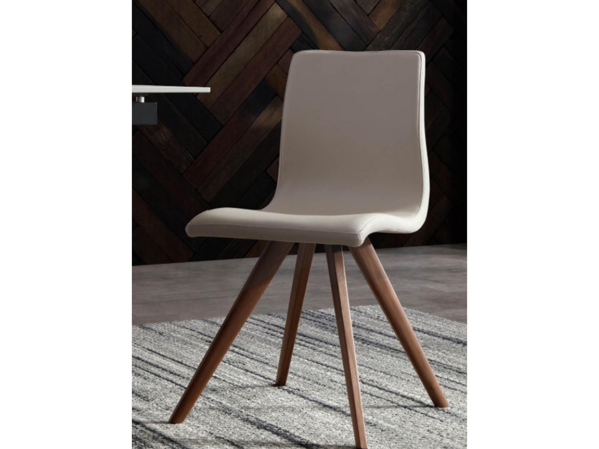 Whiteline Olga Dining Chair Faux Leather Natural Walnut Solid Wood Legs - GOLD STAR Dining