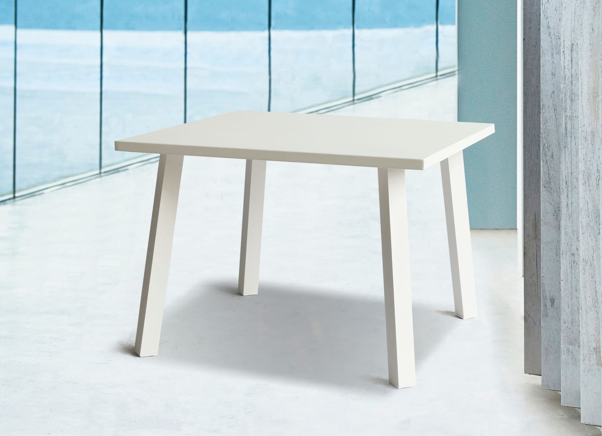 Whiteline Rio Indoor/Outdoor Square Aluminum Dining Table, Matte White, Powder-Coated Finish DT1593S-WHT - GOLD STAR Dining